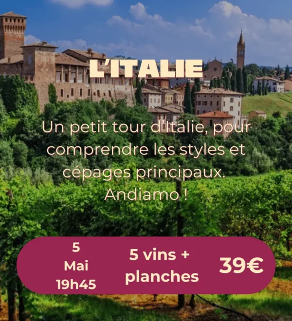 Atelier Accords mets et vins sur le thème de l'Italie